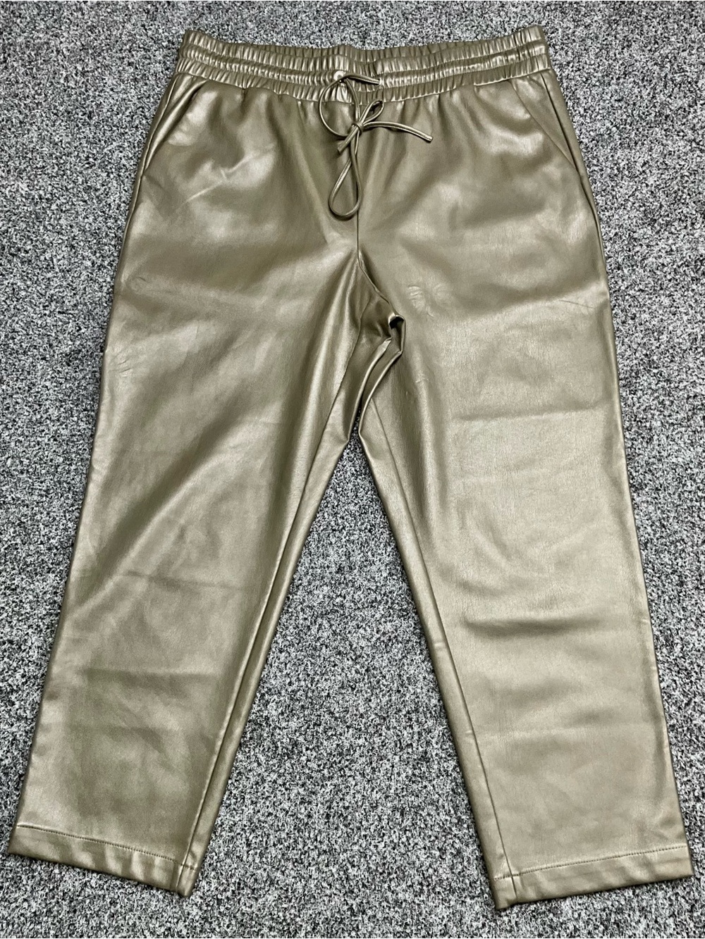 Loft Faux Leather Olive Drawstring Joggers XL